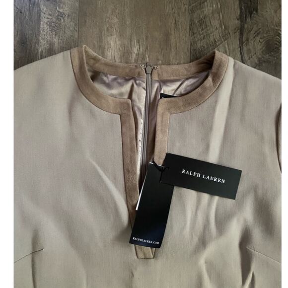NWT Ralph Lauren Black Label Suede Wool Dress Taupe 6 - Picture 2 of 6
